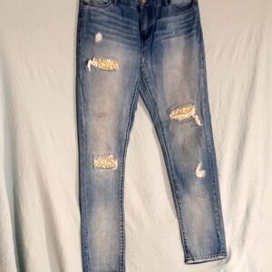 Juicy Couture Distressed Glittery Crystal inlay Stretch skinny Jeans